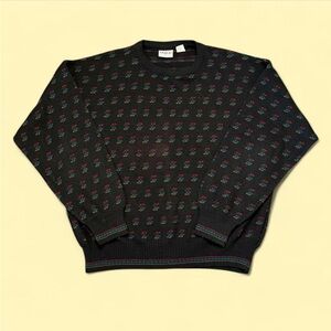 Vintage Giorgio di Firenze Sweater Crewneck Pullover Knit Acrylic Floral Pattern